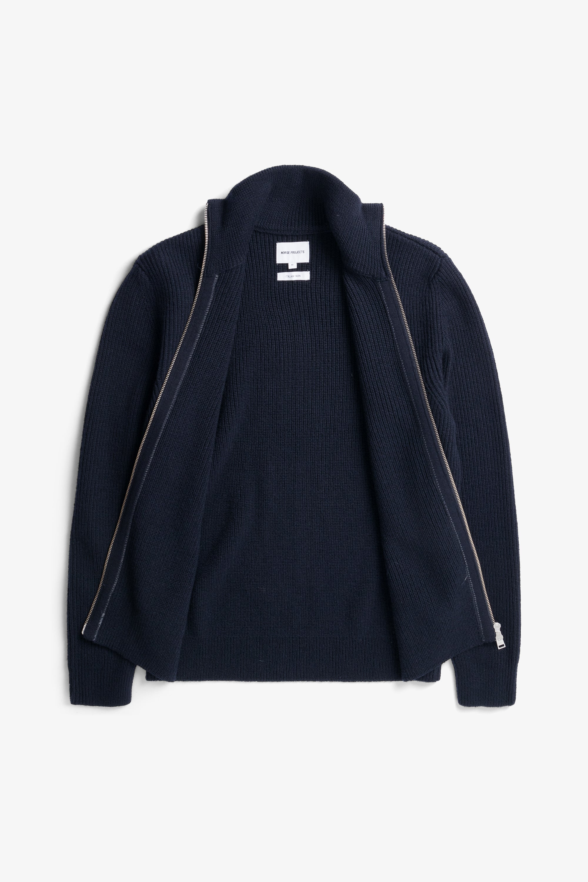 Hagen Wool Cotton Rib Full Zip Jacket