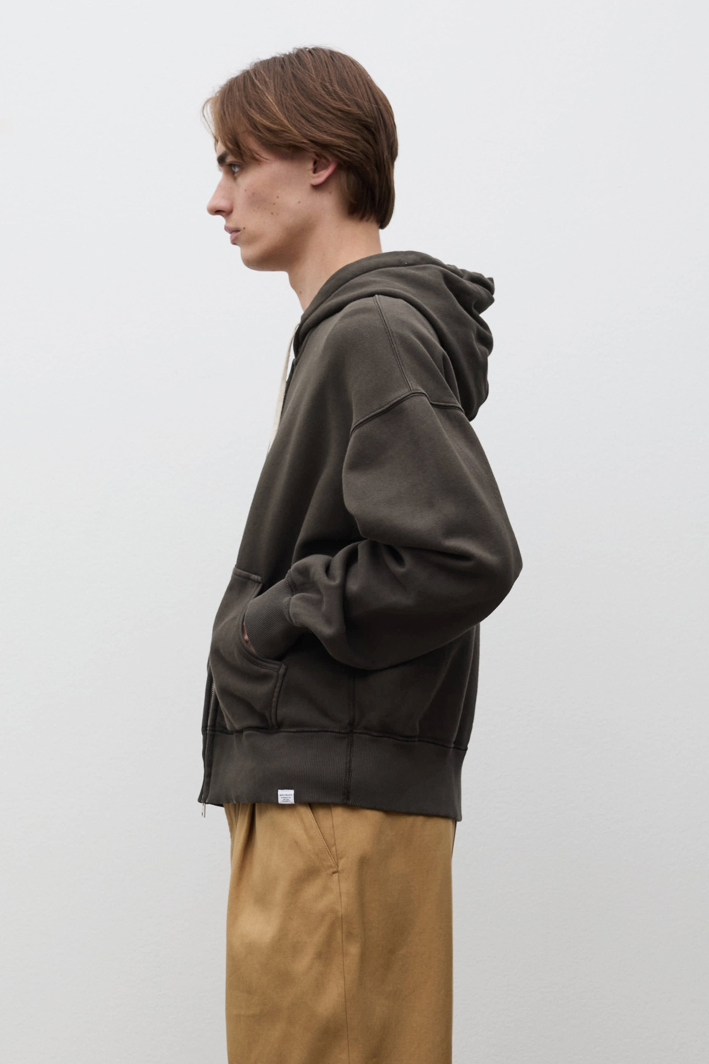 Keldur Brushed Diagonal Cotton Fleece Zip Hoodie