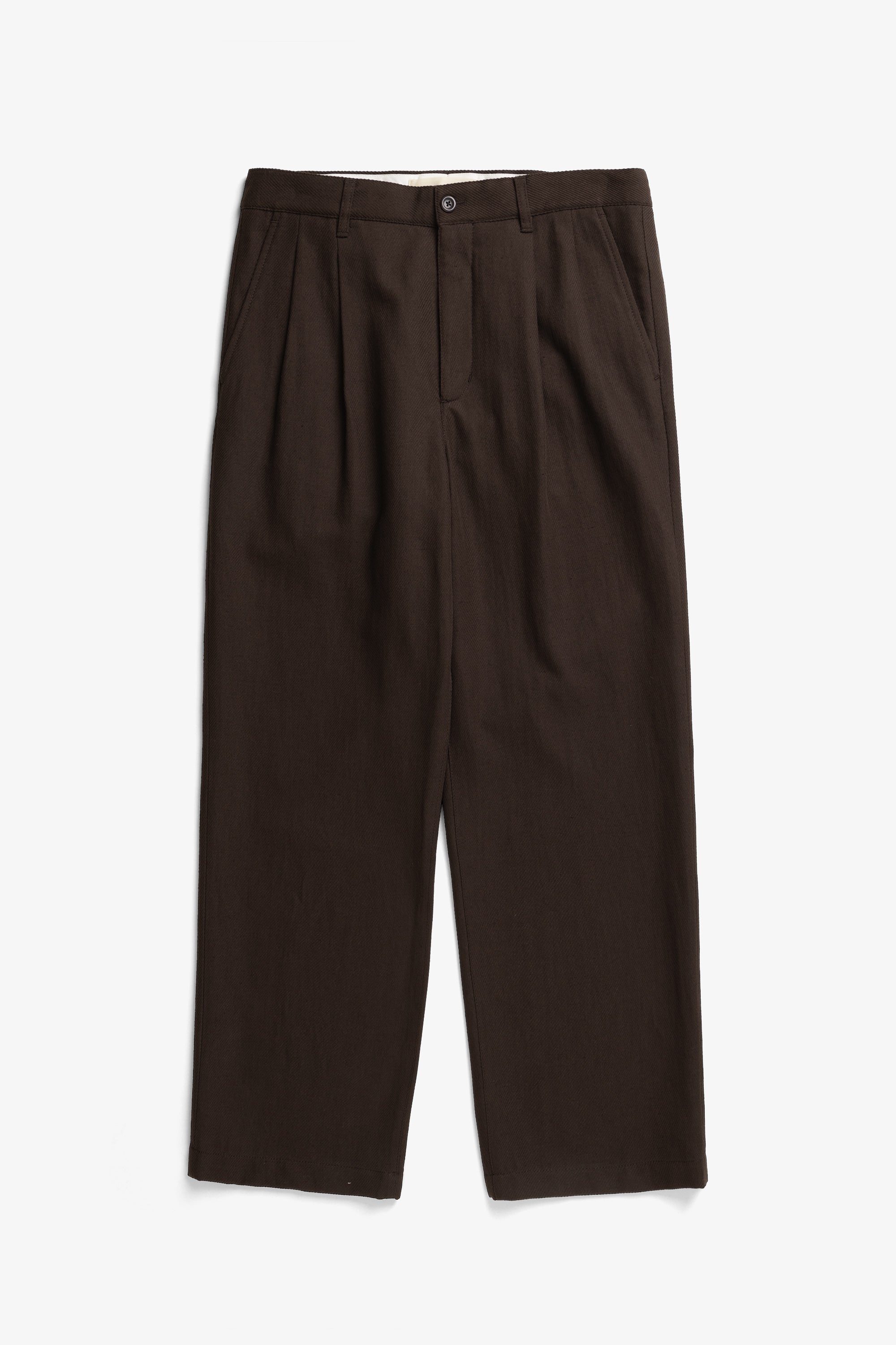 Hestur Relaxed Cotton Linen Twill Pleated Trouser