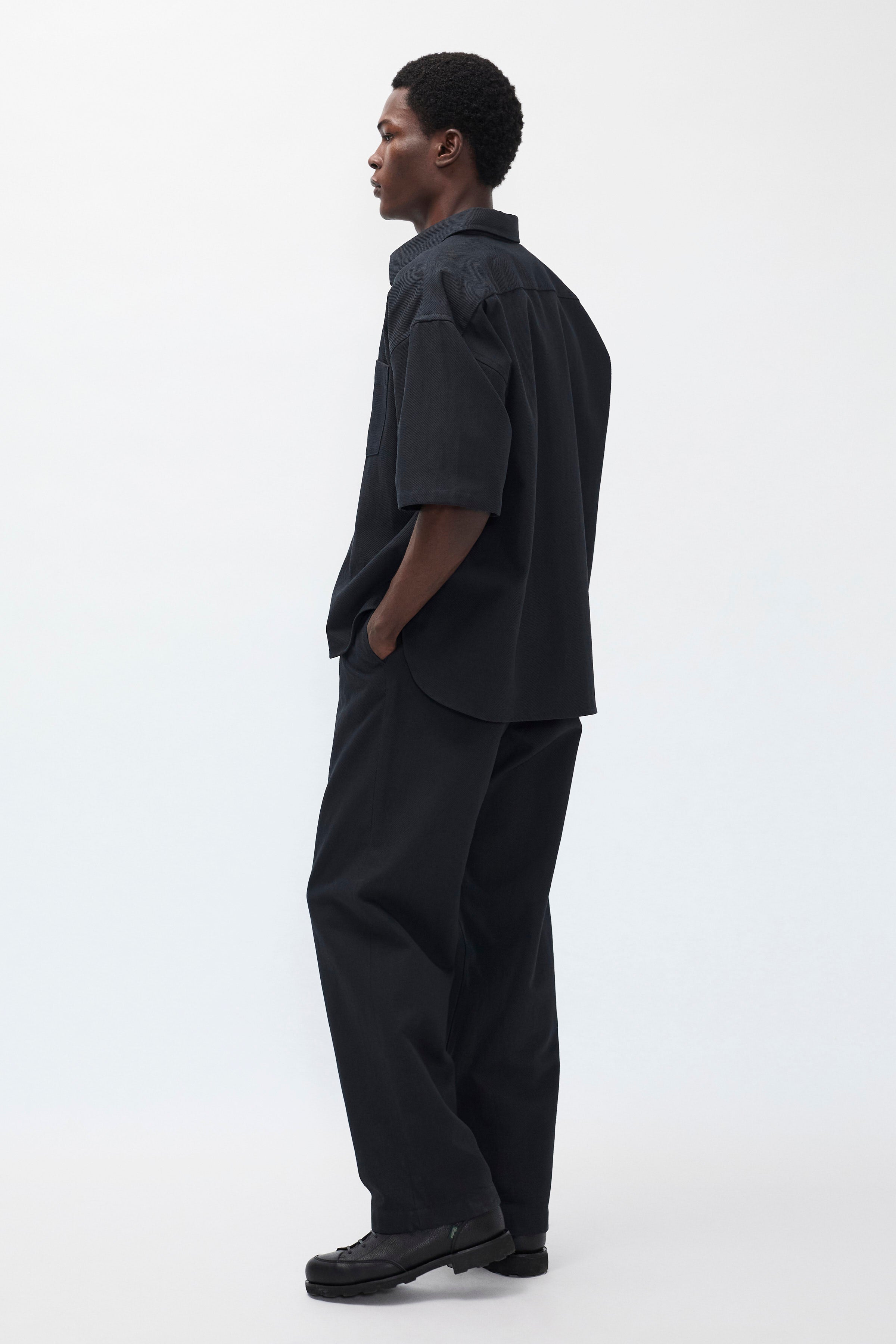 Hestur Relaxed Cotton Linen Twill Pleated Trouser