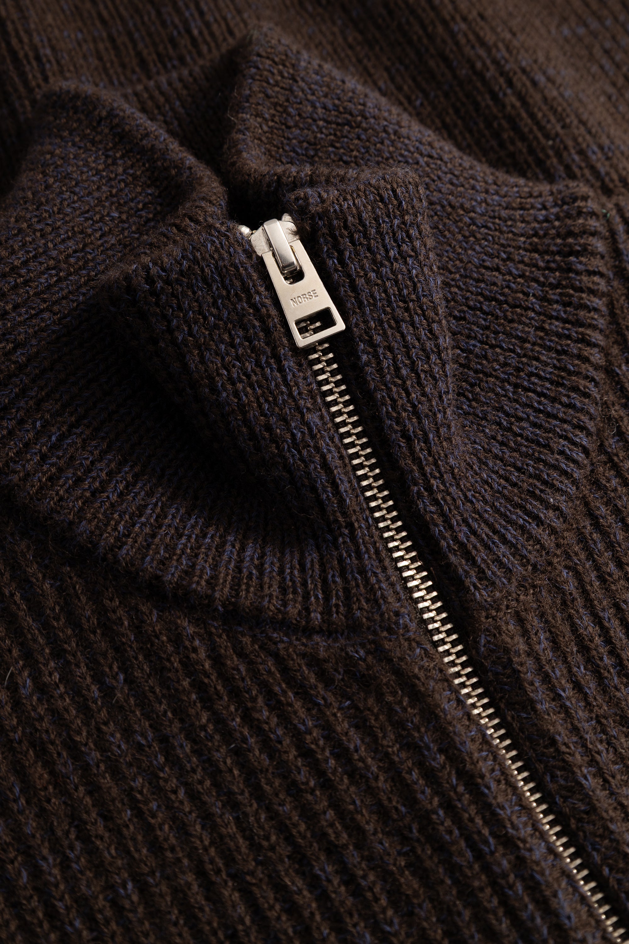 Hagen Wool Cotton Rib Full Zip Jacket