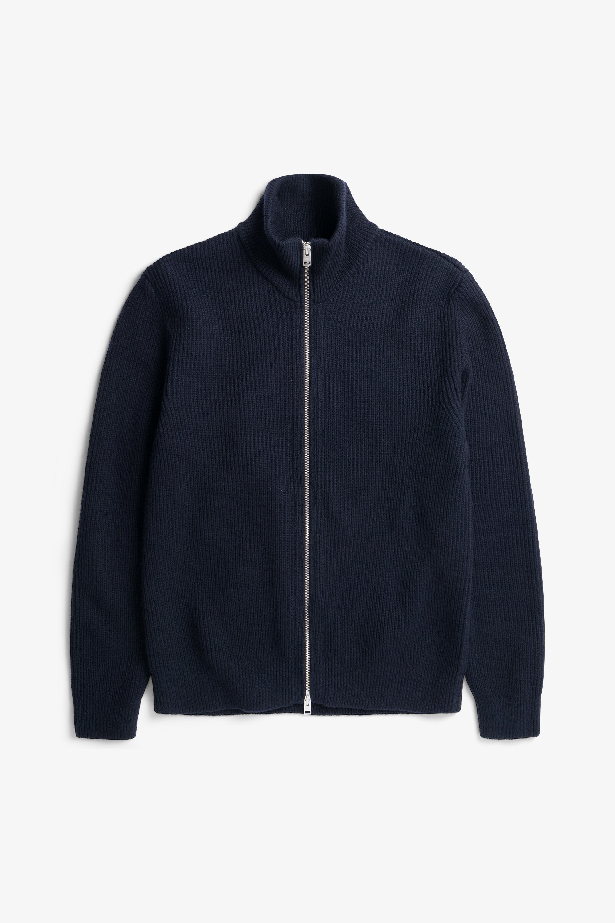 Hagen Wool Cotton Rib Full Zip Jacket