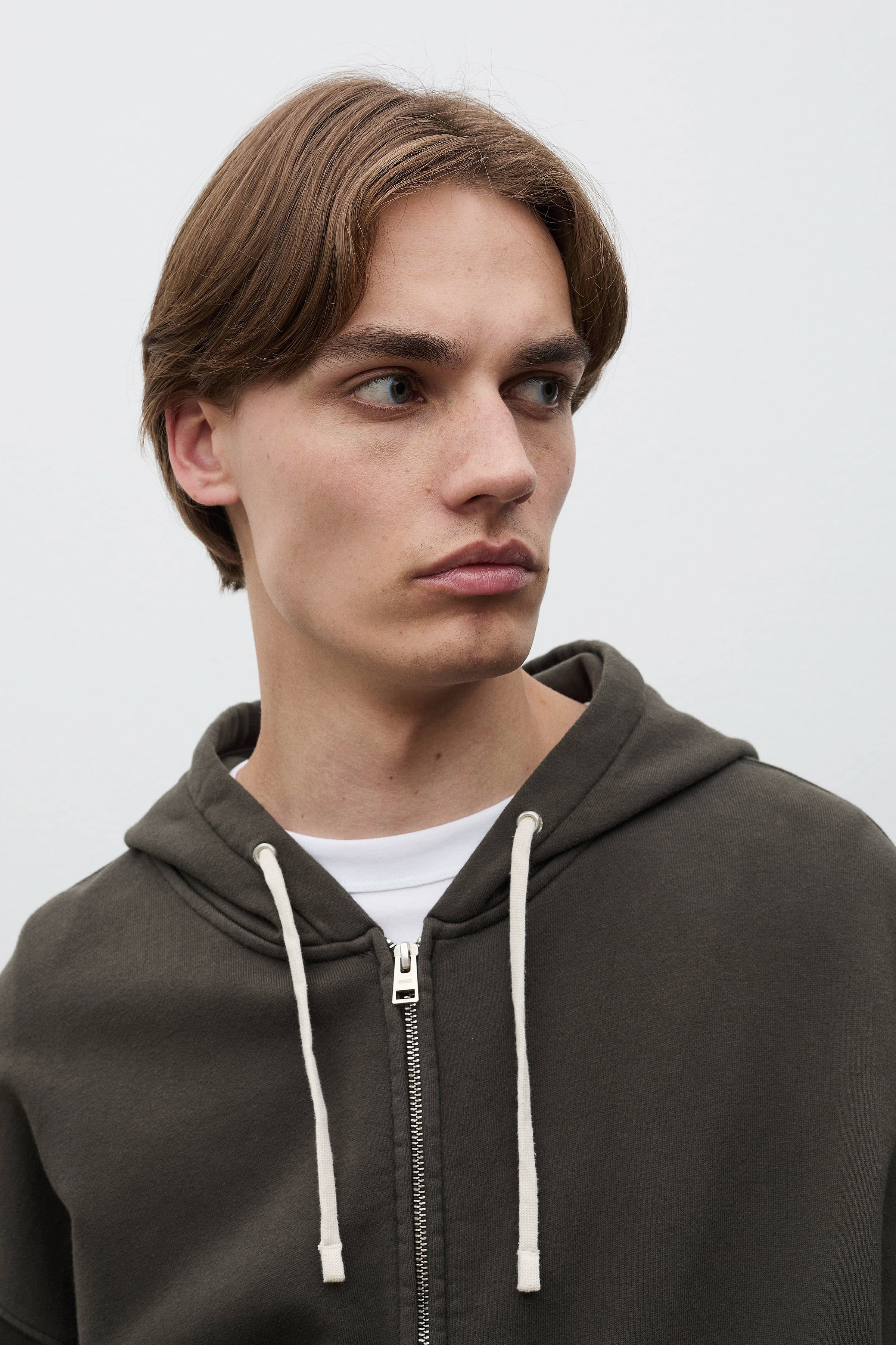 Keldur Brushed Diagonal Cotton Fleece Zip Hoodie