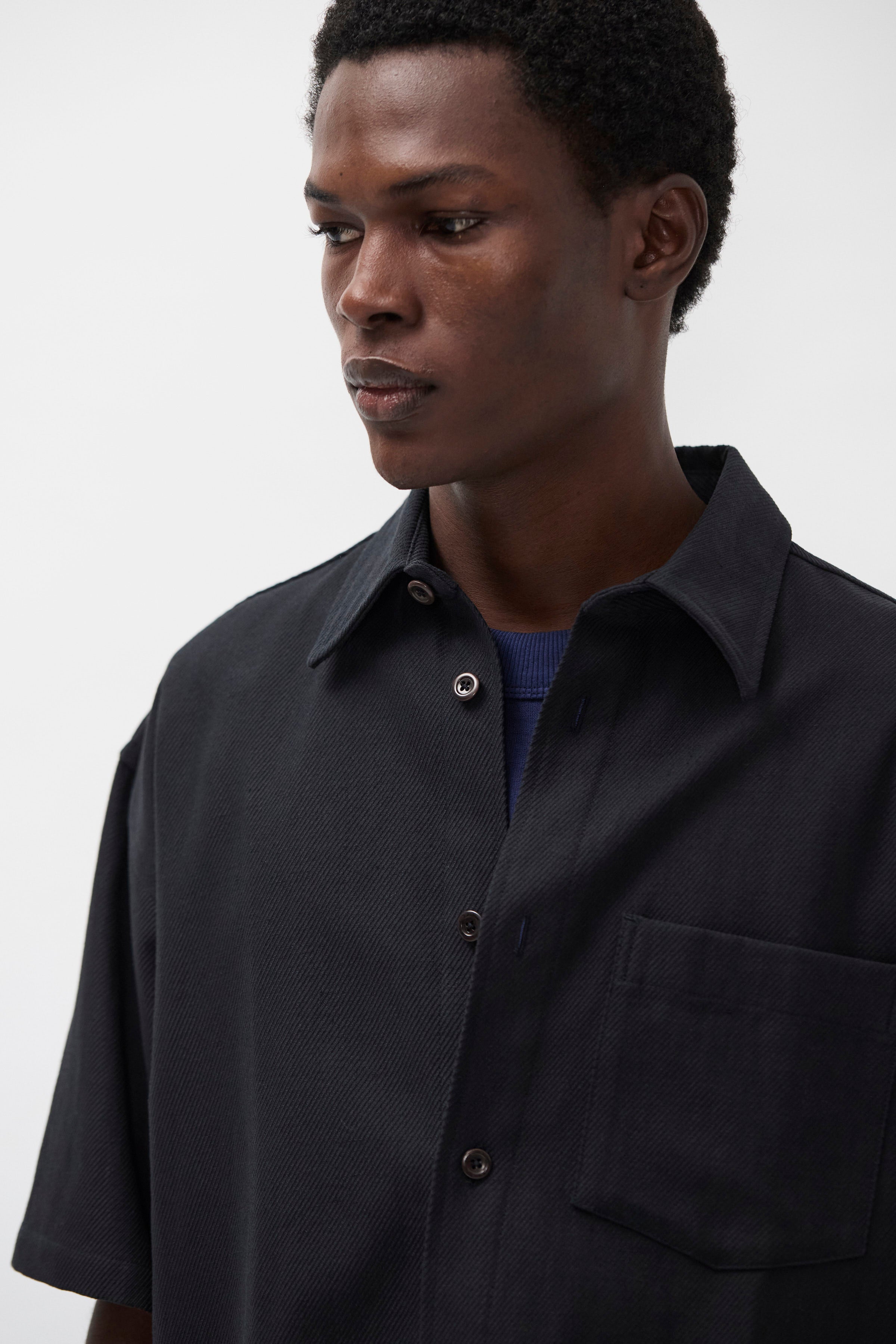 CTHY VINTAGE LINEN OVERSIZE SHIRTS ブラック Ulriken Oversized Cotton Linen Twill SS Shirt