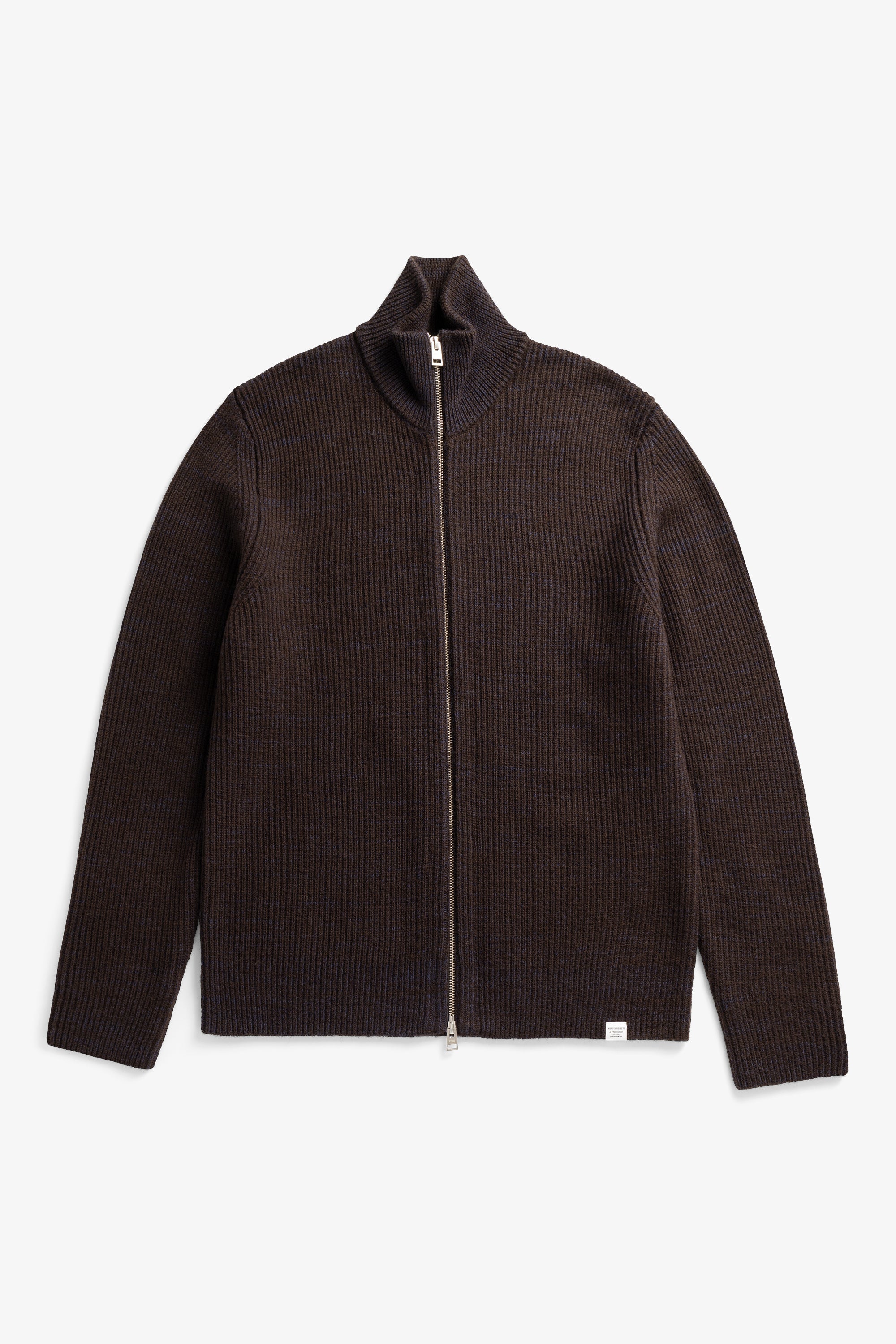 Hagen Wool Cotton Rib Full Zip Jacket