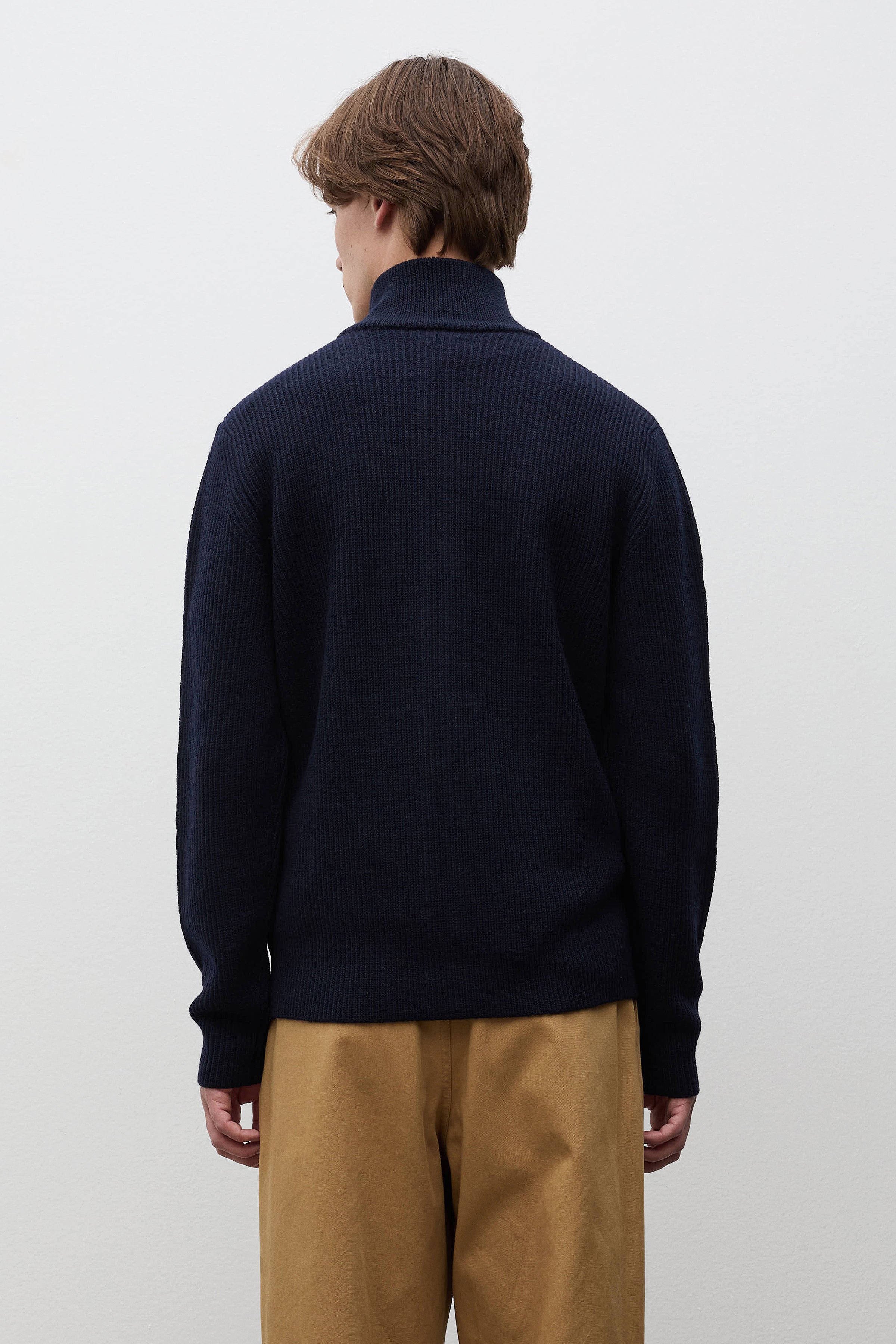 Hagen Wool Cotton Rib Full Zip Jacket