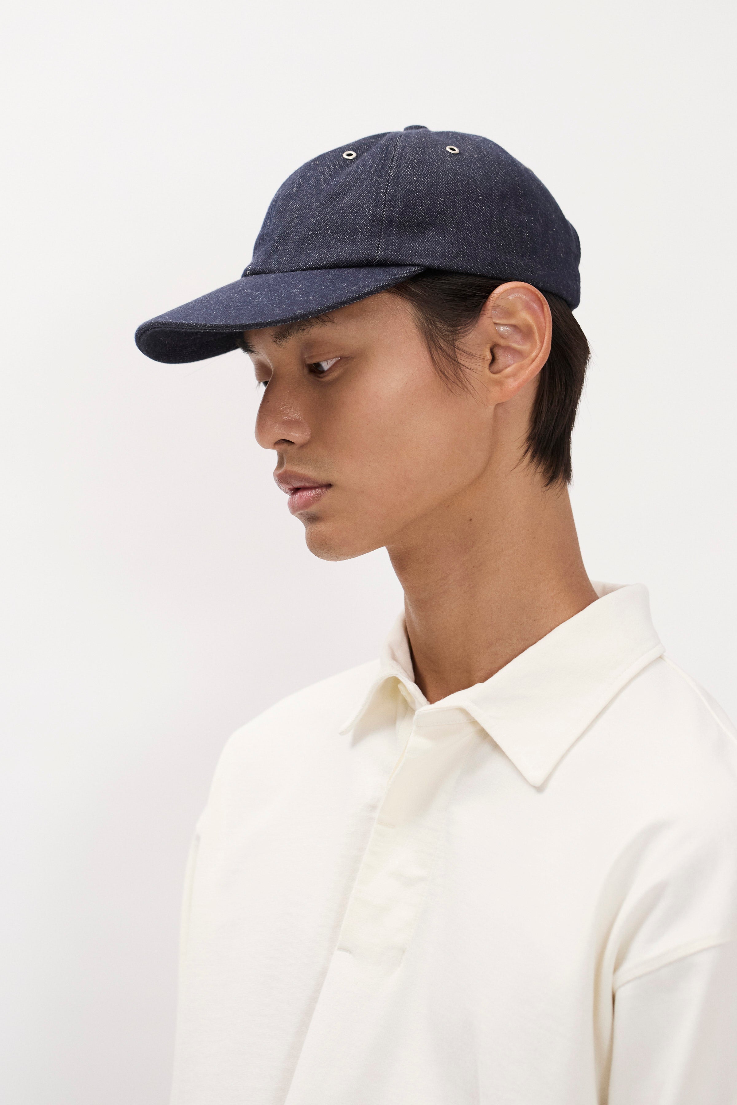 Broken Twill Cotton Linen Denim 6 Panel Cap